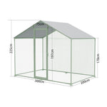 Parc à Poules - 6m² Ø38mm 2x3x2,25m - Acier Galvanisé avec bâche